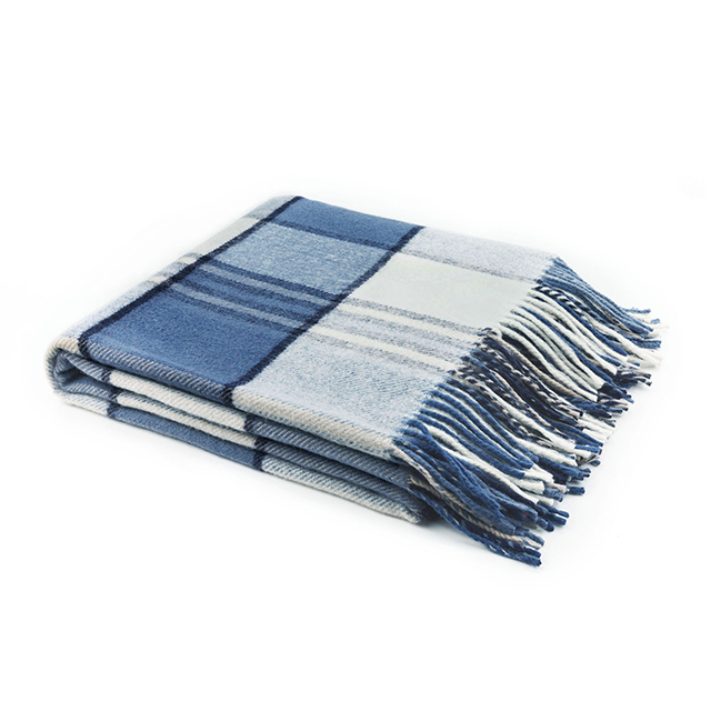 Plaid Tassels 50% Wool 50% Polyester Throw for Home